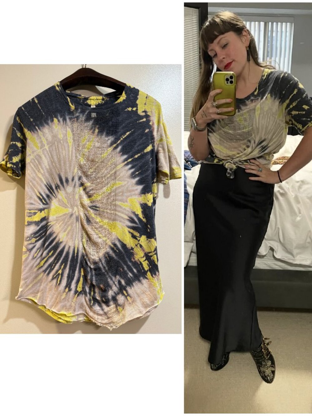 Raquel Allegra Basic Tie Dye Distressed Ripped T Shirt 1 S/M